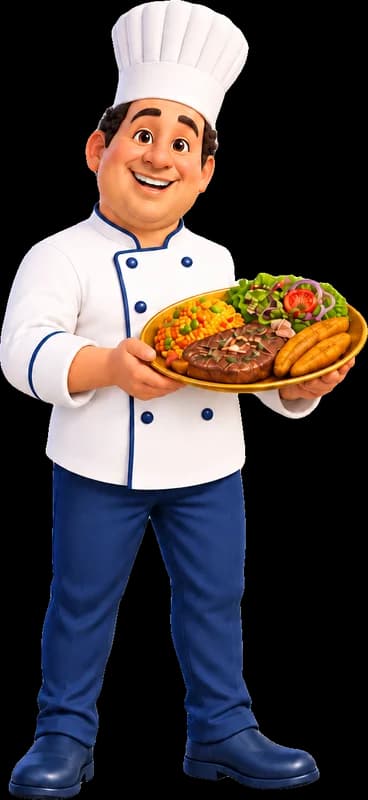 Chef presentando un almuerzo servido